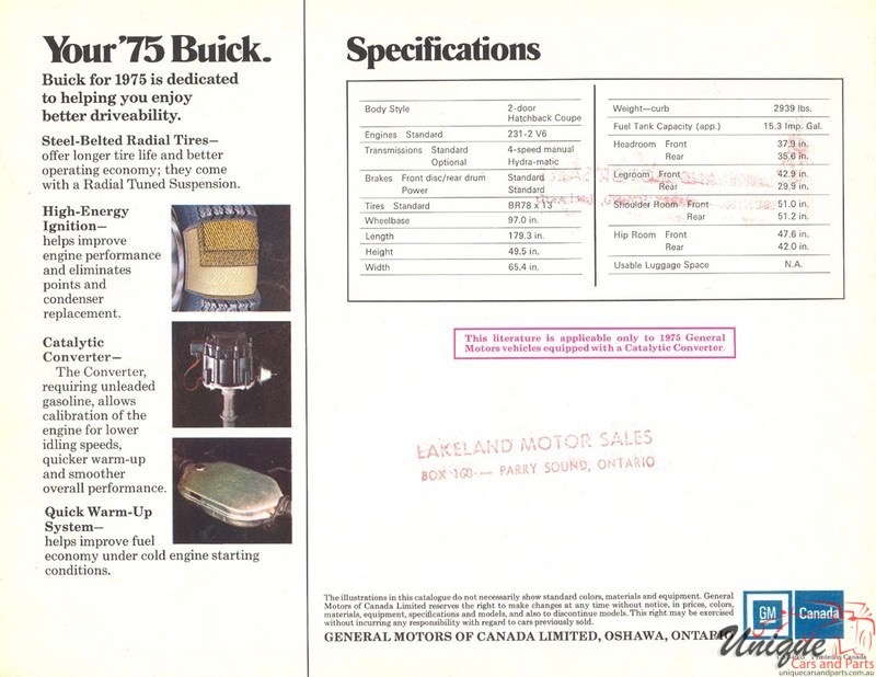 1975 Buick Skyhawk Brochure Page 3